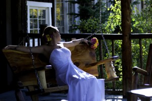 Baldpate Bride on porch swing